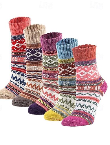  Bavlněné ponožky pro ženy dárky na Valentýna pro mámu ženy její dárky do punčochy teplé měkké crew ponožky na zimu turistiku