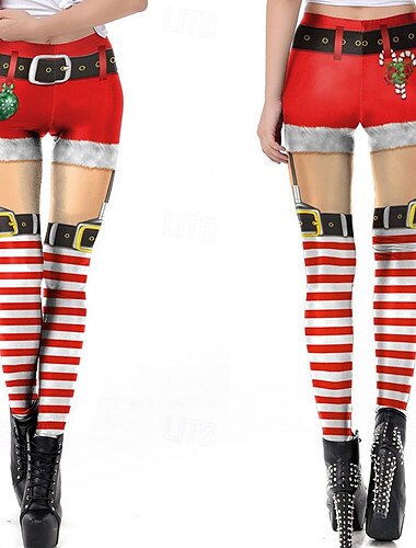  Άγιος Βασίλης Ξωτικό Παντελόνια Κολάν Γυναικεία Χριστούγεννα Καθημερινάρούχα Ενήλικες Χριστούγεννα Μασκάρεμα παραμονή Χριστουγέννων Χριστούγεννα Πάρτι Παντελόνια