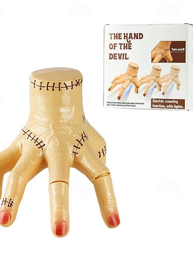  Elektrisk falsk bevegelig hånd med halloween-musikk, rgb led-lys, cosplay, skummel krypende håndting, leketøy til Addams, stor familiefest, halloween-filmrekvisitt, spøkedekorasjoner, rekvisitter,