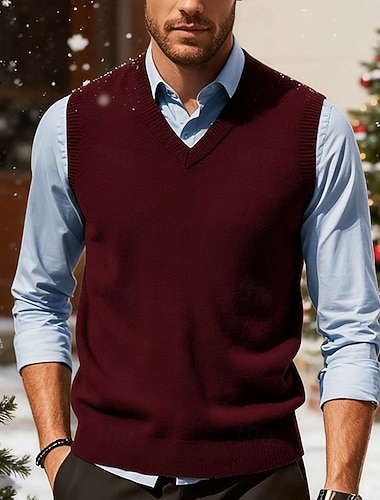  Ανδρικά Χριστουγεννιάτικο πουλόβερ Χριστουγεννιάτικα πουλόβερ Πουλόβερ γιλέκο Πουλόβερ διακοπών Φόρεμα πουλόβερ Κοτλέ Πλέκω Κανονικά μπλουζάκια Πλεκτό Σκέτο Λαιμόκοψη V Μοντέρνα Καθημερινό