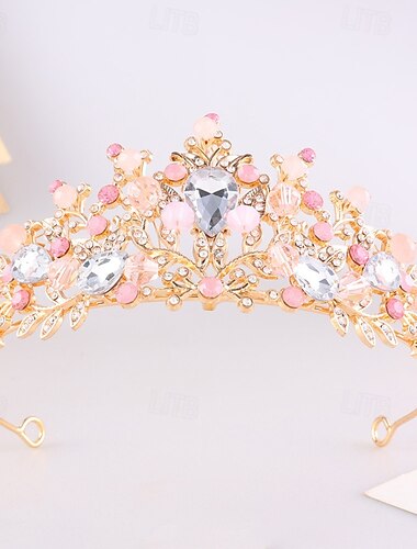  Crown Tiaras Hodepryd Legering Bryllup Bursdag Elegant Årgang Med Rhinsten Perle Hodeplagg Hodeplagg