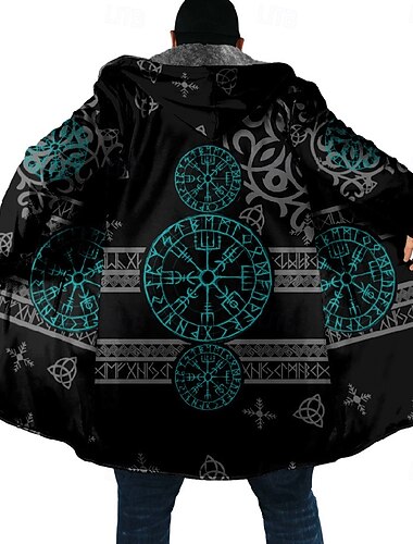  Miesten Viikinki Talvitakki Fleecetakki Takki Pidä lämpimänä Mukava Vapaa-aika Arki-asut Vetoketju Tasku 3D-tulostus Syksy Talvi Hupullinen Pitkähihainen Musta 1 Musta Musta 2