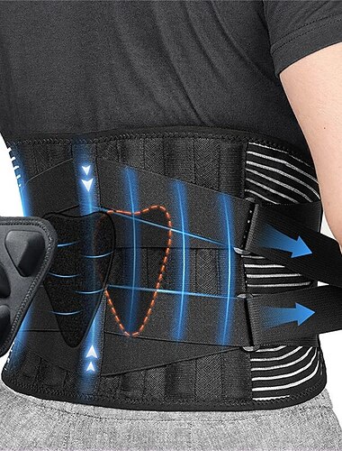  Cinta lombar ajustável em malha antiderrapante para homens e mulheres, com suporte para a região lombar e alívio da dor nas costas.