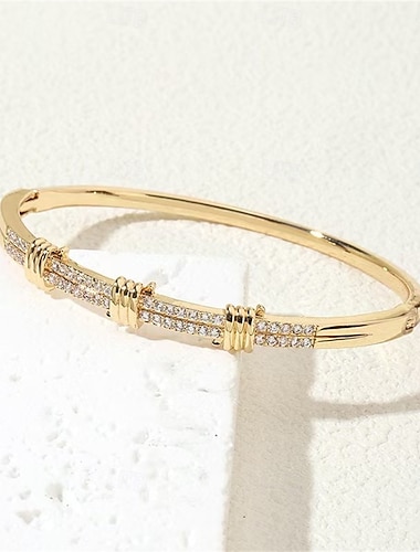  Bracelet Classique Zircon Mini Élégant Mode Personnalisé Simple Bracelet Bijoux Argent Doré Rond pour Mariage Soirée Fiançailles Bal de promo