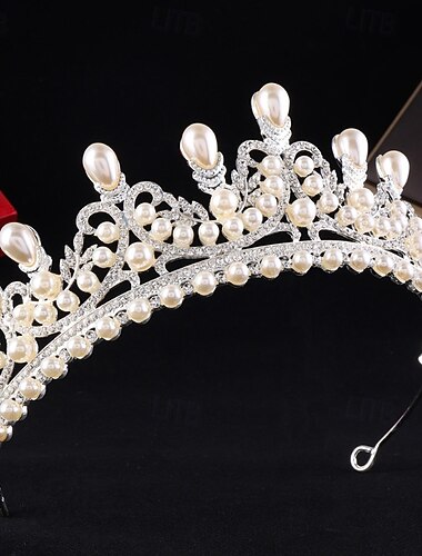  Crown Tiaras Hodepryd Legering Bryllup Bursdag Elegant søt stil Med Rhinsten Perle Hodeplagg Hodeplagg