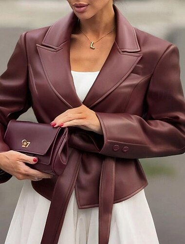  Dámské Deri Ceketler Blejzr Neformální bunda Voděodolný Větruvzdorné S páskem Módní Na běžné nošení Bez vzoru Párty ulice Denní nošení Jdeme ven Standardní Klasické klopy Běžný Dlouhý rukáv Svrchn