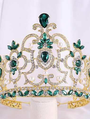  Crown Tiaras Hodepryd Legering Bryllup Bursdag Elegant søt stil Med Rhinsten Perle Hodeplagg Hodeplagg