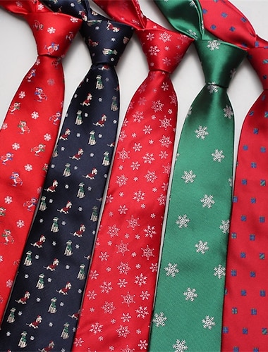  Муж. Галстуки Рождественский галстук Мода Классика Современный современный С узором В снежинку Рождество Для вечеринки / ужина