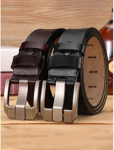  Echtleder-Herrengürtel – klassisches Design mit Edelstahlschnalle, perfekt als Weihnachtsgeschenk und für den Alltag.