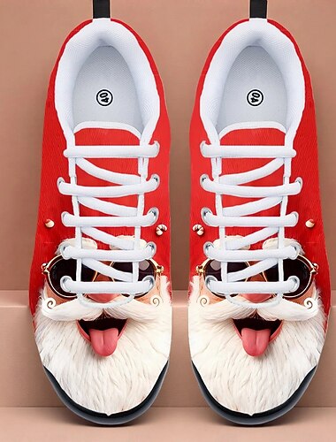  メンズ サンタクロース 3D プリント スニーカー – クリスマスの集まりや冬のお祭りにぴったりの、遊び心があって履き心地の良い、楽しいホリデー フットウェア