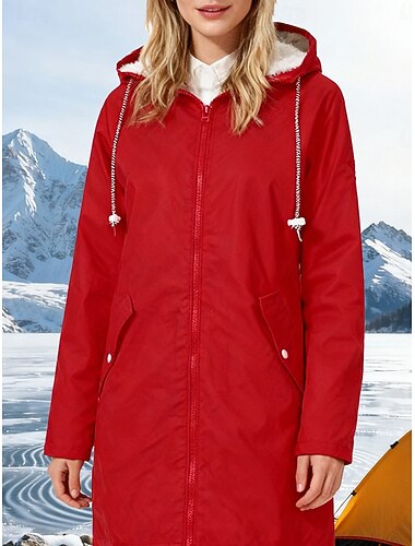  Dámské Trenčkot Nepromokavé bundy a pláště do deště S kapucí Voděodolný Větruvzdorné Zip Kapsy Módní Venkovní Bez vzoru Jdeme ven Víkend Zip Standardní Kapuce Běžný Dlouhý rukáv Svrchní oděvy Vodn