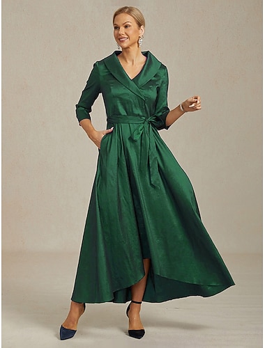  Női Maxiruha Hüvelyruha Elegáns Tömör szín Háromnegyedes V-alakú Lóhere Tavasz Ősz Tél