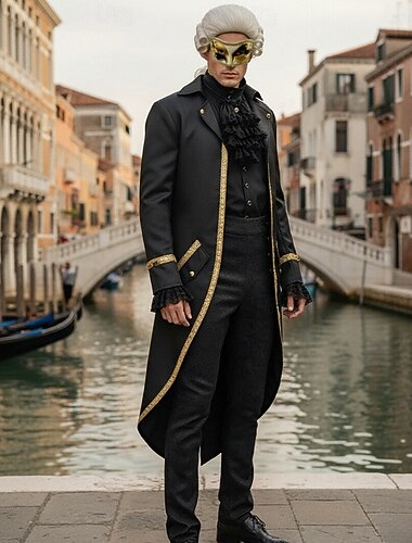  Set Abiti Halloween Blusa / Camicia Pantaloni Maschera con accessori Nobile Costume Per uomo Maschera di Carnevale Halloween Carnevale Carnevale Mascherata Carnevale di Venezia Adulti Cappotto