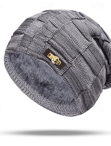  Муж. Универсальные Шапка-бини Зимние шапки Шапки бини Вязаная шапка Зимняя шапочка Черный Винный Акриловые волокна Трикотаж Дышащий Уютный На каждый день На выход Сплошной/однотонный цвет Теплый