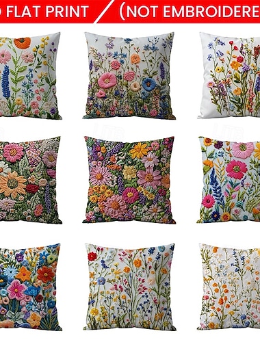  1 個 ポリエステル 枕カバー, フラワー 方形 伝統的な クラシック