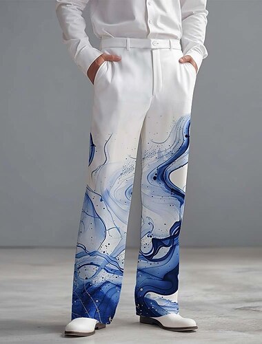  Homme Dégradé Formes Géométriques Vagues Pantalons Dress Pants works Pantalons de Costume Taille Moyenne Mode Décontractée Tenue Quotidienne Fête Vêtements de rue Pantalon habillé coupe décontractée