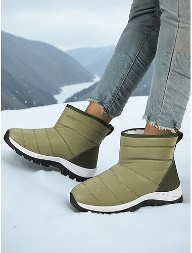  Naisten vihreät vedenpitävät toppakengät – lämpimät, eristetyt ja liukumattomat talvikengät lumisille teille, ulkoiluun, patikointiin ja kylmään säähän