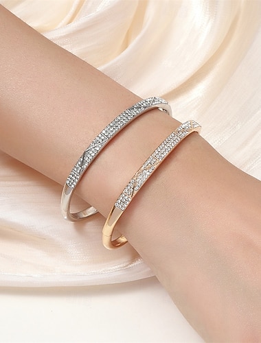  Bracelet Classique Zircon Verticale Élégant Mode Simple Bracelet Bijoux Argent Doré Géométrique pour Mariage Soirée Fiançailles Bal de promo