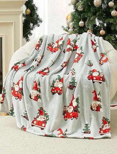  Christmas Peitto Fleece-peitot Heittohuopa sohvalle Joulupukki söpö tyyli 3D Sohva Sänky Koristeellinen peitto Lämmin peitto Elokuva Kodin sisustus