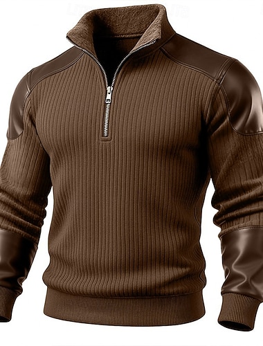  Miesten College Aja sivuun Quarter vetoketjullinen collegepaita Ribattu neulos Ruskea Pystykaulus Tavallinen Sulkea jnk vetoketju Tilkkutäkki Väripaletti Urheilu ja ulkoilu Kausaliteetti Päivittäin