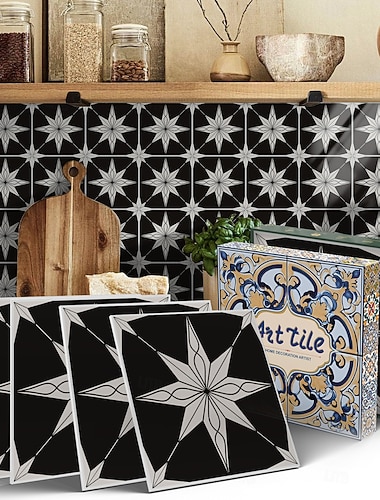  12 stk. veggflisklistremerker, avskallede, 6x6 tommer, tykk PE-skum krystallmosaikk, vanntett bakplate for kjøkken, bad &hjemmedekor, gaveeske med metalliske veggpaneler