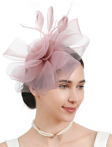  Čelenka Tyl Peří 30. léta Svatební Čajový dýchánek Dostih koktejl Elegantní Vinobraní Jednoduchý S Peří Tyl Přílba Pokrývky Hlavy
