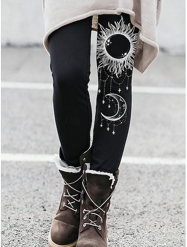  Kvinnors Viking Boho Leggings Semestervin Vintage Etnisk Stil Full Length Hög Midja Grafisk Galaxy Mjuk Bekväm Stretchig Formell Utomhus Semestervin Svart Vår Höst Vinter Slim Fit