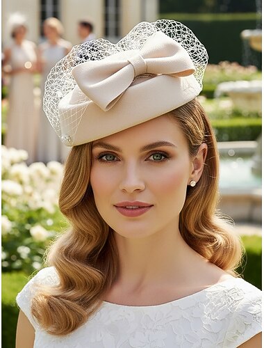  قبعة حفلات عيد الميلاد النسائية - صوف صناعي، تصميم على شكل فيونكة وشبكة، ألوان متعددة للاحتفالات بالعطلات، مثالية للمناسبات الاحتفالية وأزياء الشتاء