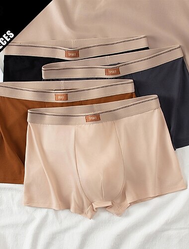  男性用 4個の財布セット ベーシックパンティー ボクサー ブリーフ 弾性ウエスト テリレン 通気性 快適 純色 マルチカラー