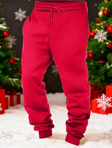  Homme Pantalon de Noël Joggings Pantalon Jogger Pantalons Cordon de serrage Avec Poches Taille Élastique Uni Confort Noël Quotidien Mode Occasionnel Bleu Noir Micro-Élastique