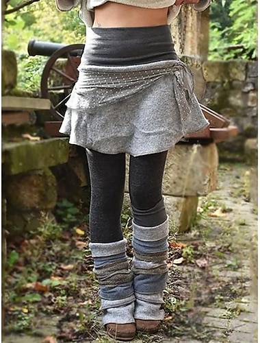  Γυναικεία Λεπτό Διακοπές Βίντατζ Εθνοτικό στυλ Πλήρες μήκος Μεσαία Μέση Ελαστικό Σκούρο γκρι Άνοιξη Φθινόπωρο Χειμώνας