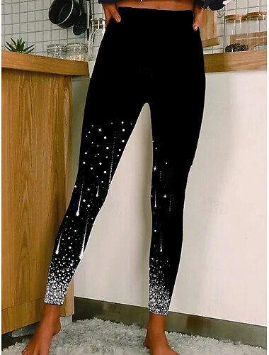  Per donna Leggings Leggings comodi Vacanza Casual Lunghezza intera Vita Alta Grafico Stampa Confortevole Elasticizzato Casuale Quotidiano Vacanza Blu scuro Nero Primavera, Autunno, Inverno, Estate