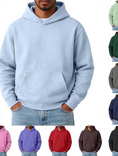  Herren Kapuzensweatshirt Pullover Kapuzensweatshirt Schwarz Hellgrün Rosa Rote Marineblau Mit Kapuze Einfach Kängurutasche Sport & Outdoor Lässig Täglich Vintage Streetwear Cool Frühling Herbst