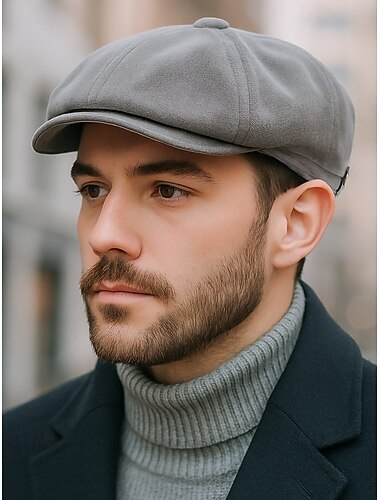  Miesten polyesteristä valmistettu litteä lippis - useita värejä, tyylikäs muotoilu, sopii täydellisesti arkeen ja juhlaan, mukava istuvuus kaikkina vuodenaikoina