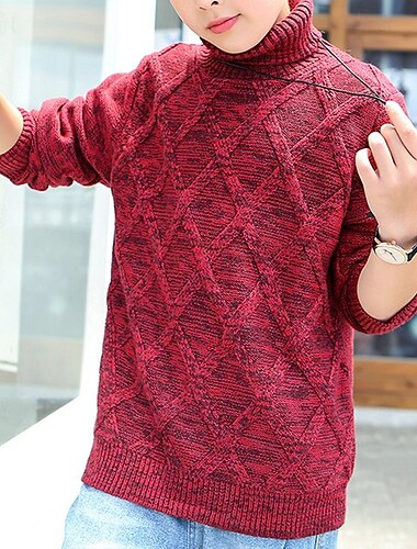  Barn Gutt Turtleneck genser Helfarge Langermet Hold Varm utendørs Mote Blå Høst Klær 4-12 år