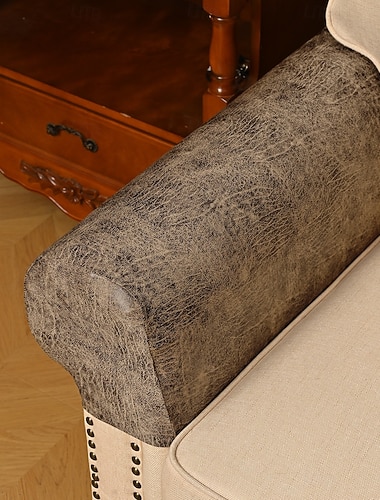  Dehnbarer, wasserdichter, matter PU-Sofaarmlehnenbezug, rutschfester Schutz für Sofaarmlehnen, strapazierfähiger Möbelschutzbezug für Wohnzimmer