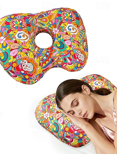  ørepute i pp-bomull med langsom rebound-effekt, solsikkeformet ørestøttepute for sidesovere, komfortabel ørepute for bedre søvnstilling