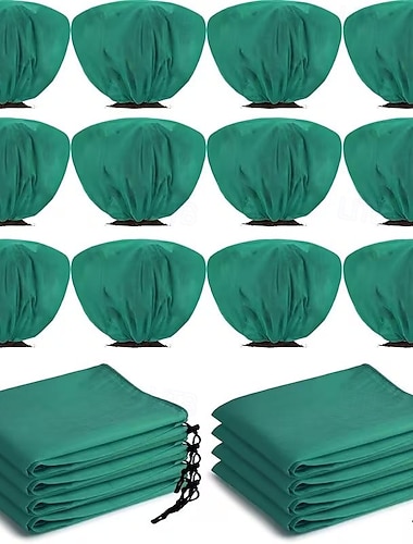  12 stk. vinterplantetrekk frostbeskyttelsesposer for busker, trær og roser 91 x 61 cm med snøring egnet for høst- og vinterhagearbeid utendørs busktrekk trebeskyttelse