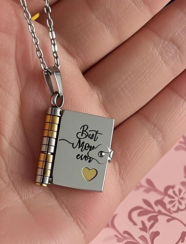  legjobb anya könyv nyaklánc, személyre szabott könyv medál gravírozott rejtett üzenet nyaklánc nőknek, férfiaknak legjobb barát szerető évfordulós koszorúslány ajándék