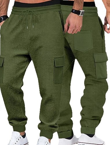  Pánské Nákladní tepláky Tepláky Běžci Kalhoty Vaflové kalhoty Šňůrky Kapsy Elastický pas Bez vzoru Pohodlné Yumuşak Venkovní Denní Dovolená prázdniny Módní Černá Bílá Lehce elastické