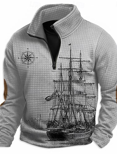  Ανδρικά Πλοίο Βάφλα κουκούλα Πουλόβερ Μοντέρνα Vintage ρετρό Όρθιος Γιακάς ΕΞΩΤΕΡΙΚΟΥ ΧΩΡΟΥ Σπίτι Δώρο Μπλε Απαλό Πράσινο Ανοικτό Χακί Γκρίζο Κουμπώσου Φθινόπωρο Χειμώνας Σχεδιαστής Τ M L XL XXL XXXL