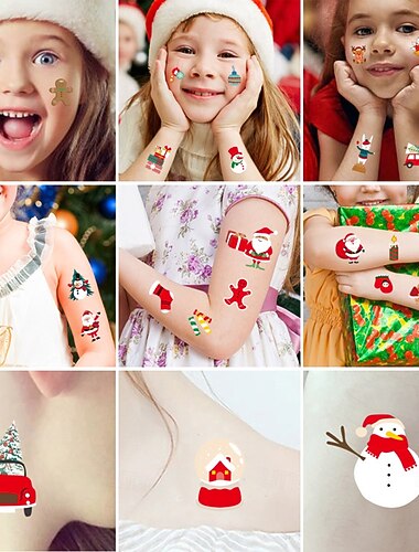  Ideale Kerstcadeaus voor Kleinkinderen Meisjes Jongens 10 Vel Kerst Glow in the Dark Tijdelijke Tatoeages - Feestelijke Vakantie Stickers voor Kinderen - Kerstfeest Favorieten