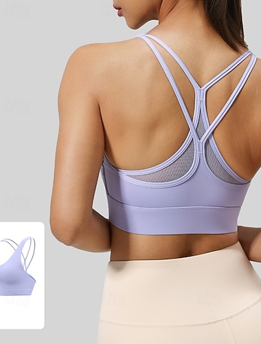  Damen Sexy Dessous BH RückenfreiNightwearSpandex Polyester Training Urlaub Sport & Outdoor Einfarbig Sport-BH Blau Schwarz Gelb Frühling & Sommer Herbst Winter