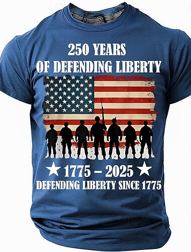  בגדי ריקוד גברים חולצה קצרה דגל ארה"ב האמריקני צווארון עגול ביגוד הדפסת תלת מימד בָּחוּץ מִשׂרָד רחוב שרוולים קצרים אופנתי יומי קלסי