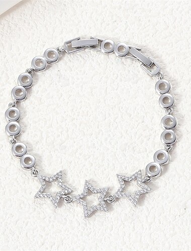  Zirkonium Klassisk Stjerne Årgang Mote Personalisert trendy Chrome Armbånd Smykker Sølv / Gull Til Bryllup Fest Engasjement Skoleball