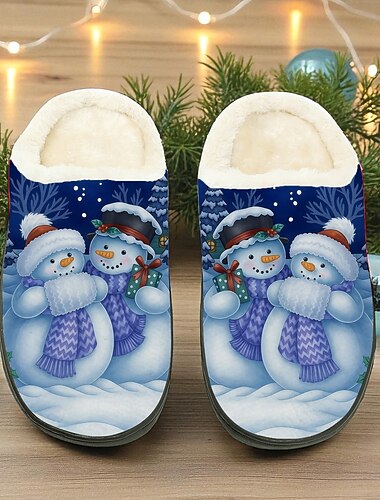  Γυναικείες χριστουγεννιάτικες παντόφλες χιονάνθρωπου με επένδυση από φλις – χαριτωμένες γιορτινές παντόφλες για ζεστές νύχτες, χαλάρωση και χειμωνιάτικα πρωινά