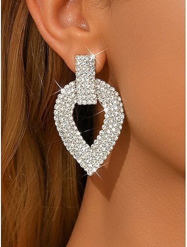  Boucles d'oreilles pendantes en strass scintillants pour femmes - bijoux de soirée luxueux en cristal pour des événements glamour