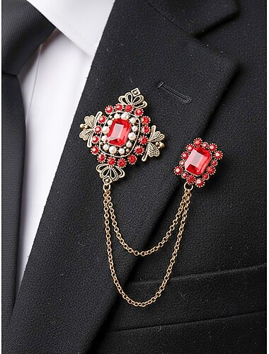  Miesten joulukorvakorusetti - eleganttia metalliseosmateriaalia monivärisillä jalokivillä ja helmillä, juhlava ketjudesign puvuihin, juhliin ja lomatilaisuuksiin