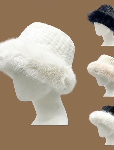  Damen Hut Eimerhut Winddicht Warm Alltagskleidung Wochenende Fleece Einfarbig