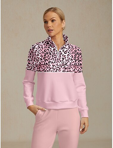  Dame Genser for genser Rosa Langermet Topper Dame golfantrekk Klær Antrekk Bruk klær